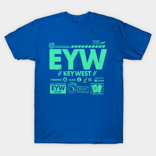 Vintage Key West EYW Airport Code Travel Day Retro Travel Tag Florida T-Shirt by Now Boarding